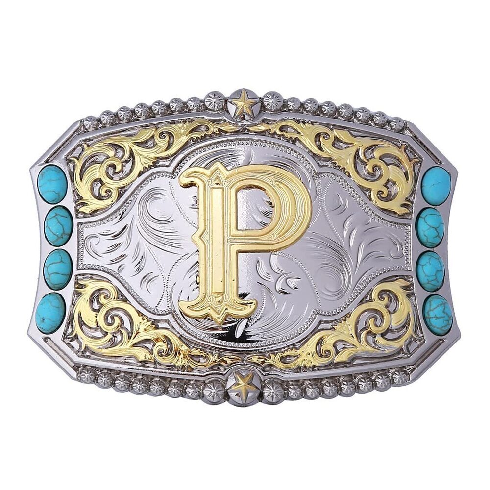8304 Western Belt Buckle Cowboy Rodeo Initial Letters ABCDEFG to Z